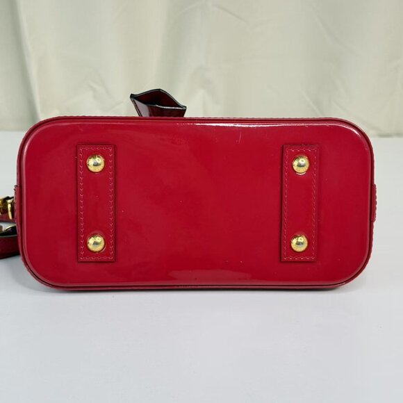 Louis Vuitton Alma BB Red Top Handle Bag Monogram Vernis - Picture 7 of 11